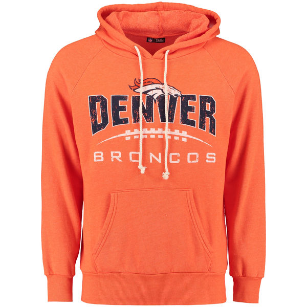 Men Denver Broncos Majestic First Down TriBlend Pullover Hoodie  Orange